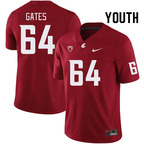 Youth #64 Nate Gates Washington State Cougars College Football Jerseys Stitched Sale-Crimson